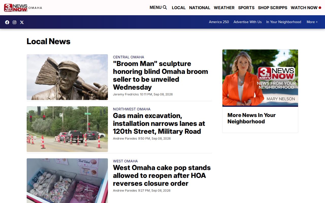 KMTV 3 News Now local news page used for Pottawattamie arrest reporting context